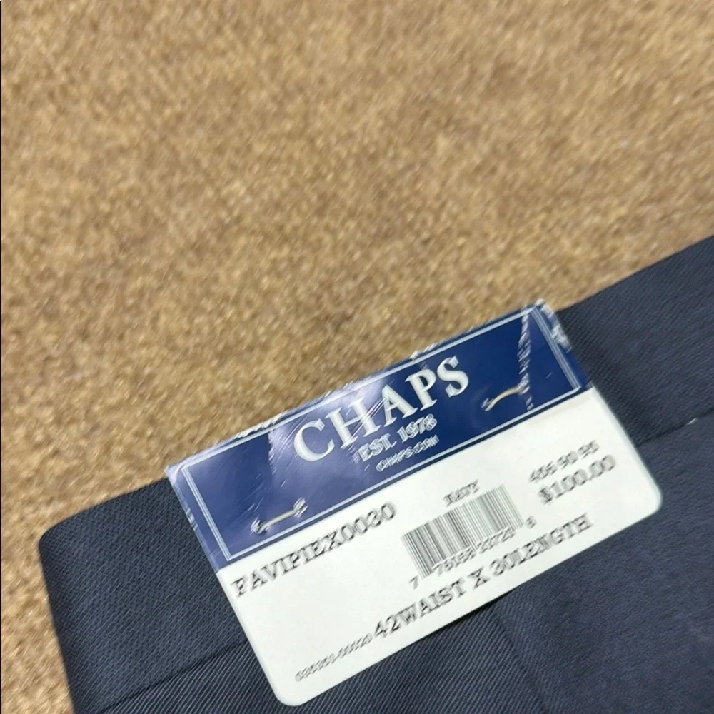 Chaps Men's Navy Blue Dress Pants 42x30 100% Wool Classic Fit Formal Slacks NWT